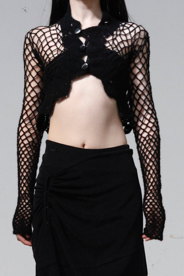 RUI hand hook mesh cardigan RAW23CR01 black